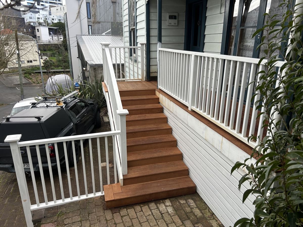 New villa steps and deck detail