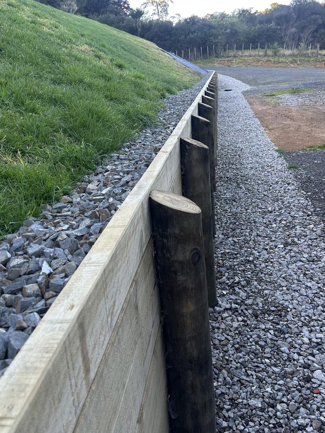 Curved timber retaining wall in Coatsville — length